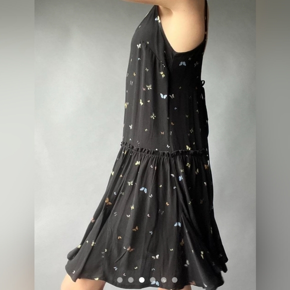 WILD FABLE Dress Women XS Black Butterfly Print Trapeze Swing Sleeveless Strappy - Picture 2 of 7